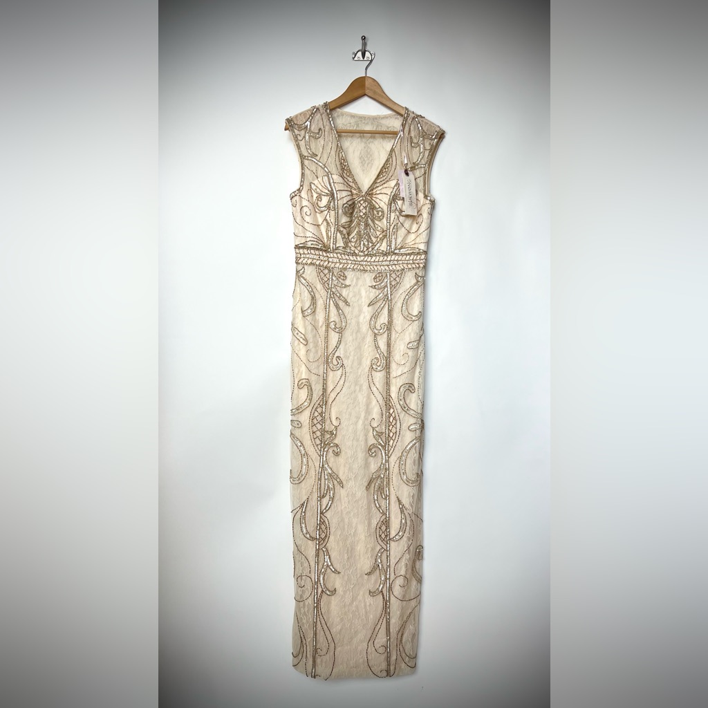 Nwt Sue Wong Nocturne Beaded Lace Gown Champagne Size 12